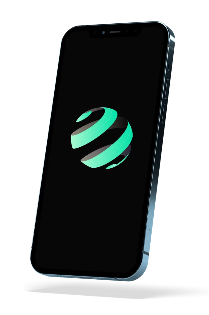Image of mobile phone with company logo on.